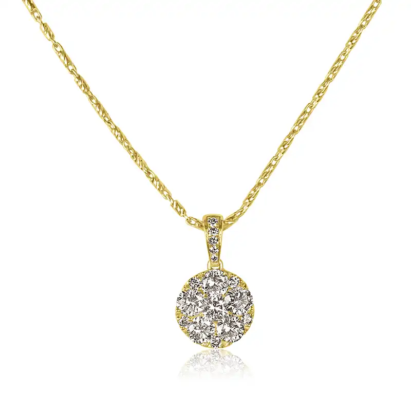 Classic Round Yellow Gold Diamond Pendant